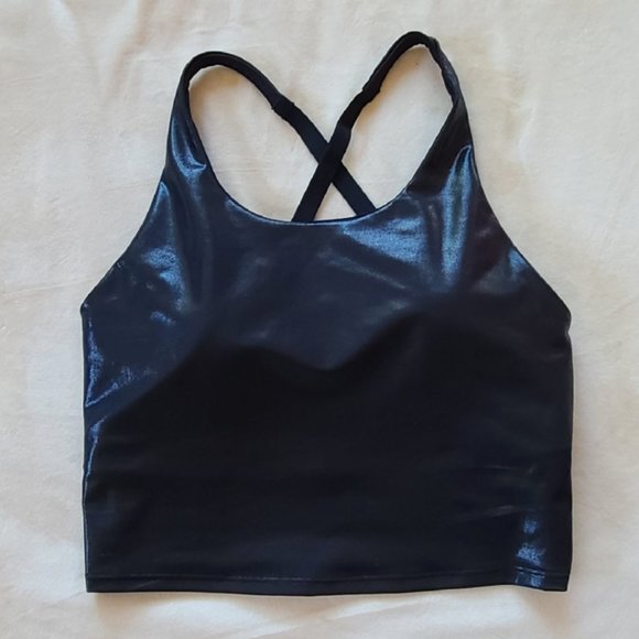 Old Navy Other - Black Faux-Leather Sports Bra / Athleticwear (Light Support) | Size L